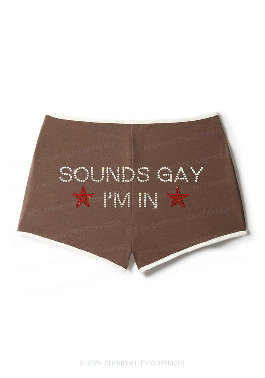 Rhinestone Sounds Gay Pride Y2K Booty Shorts Cherrykitten