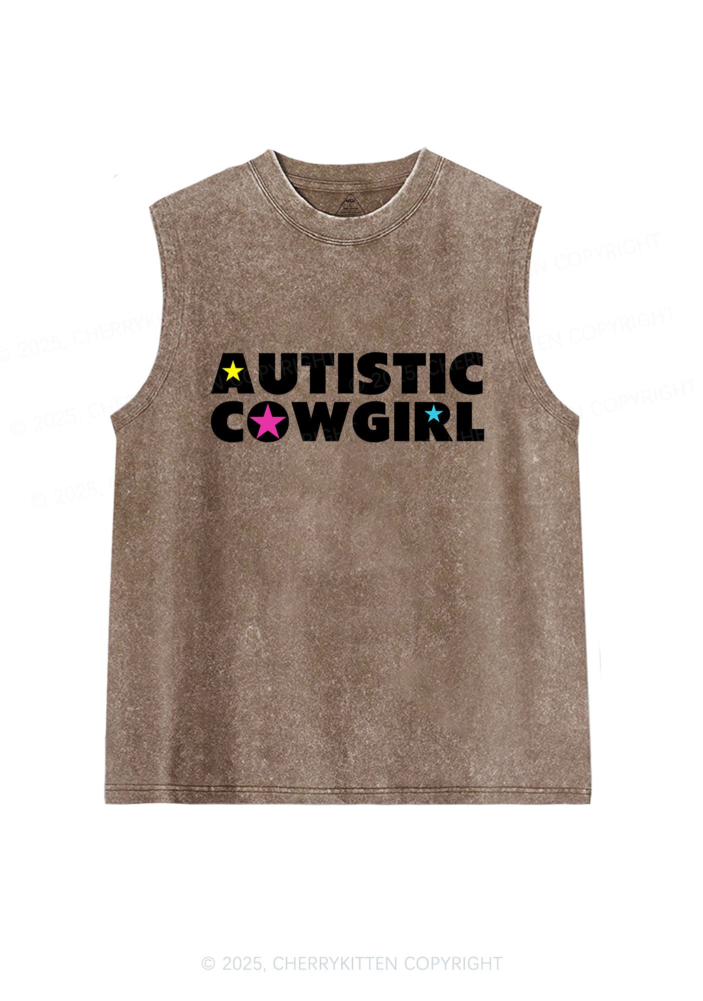 Autistic Cowgirl Y2K Washed Muscle Tank Cherrykitten