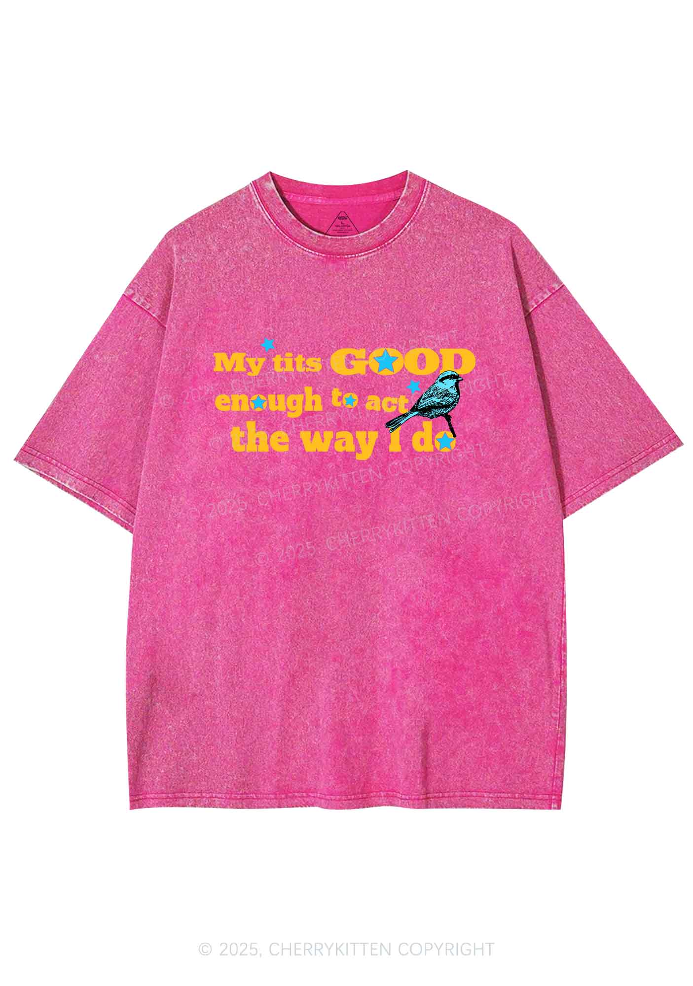 Good To Act Way Y2K Shirts Washed Tee Cherrykitten