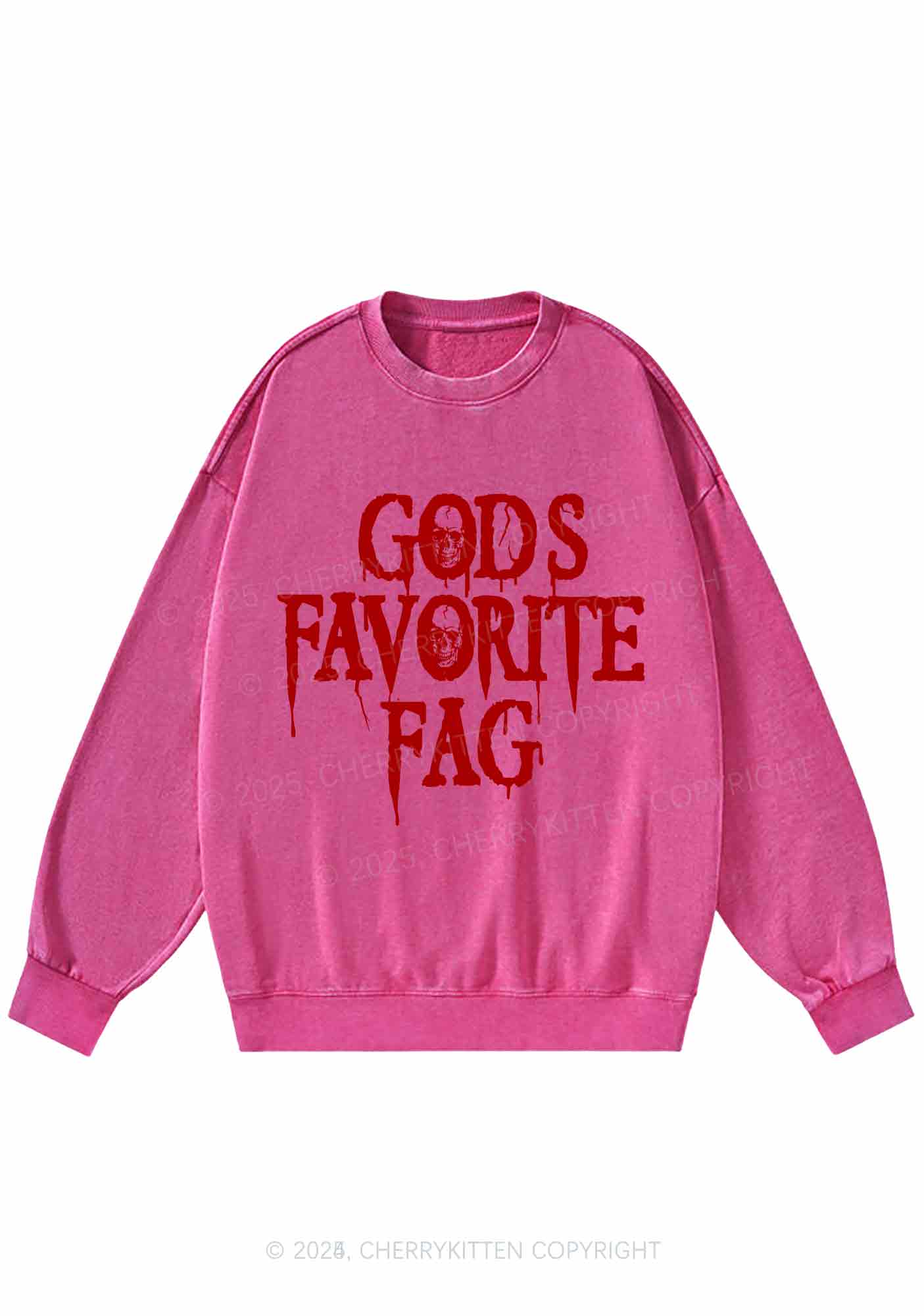 Halloween Gods Favorite Fag Pride Y2K Washed Sweatshirts Cherrykitten