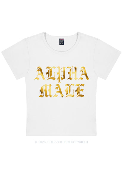Alpha Male Silver Foil Printed Y2K Baby Tee Cherrykitten