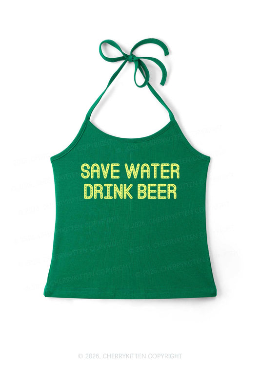 Save Water Drink Beer St Patricks Y2K Halter Neck Cami Cherrykitten