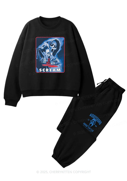 Halloween Scream Y2K Fleece Sweatshirts Set Cherrykitten