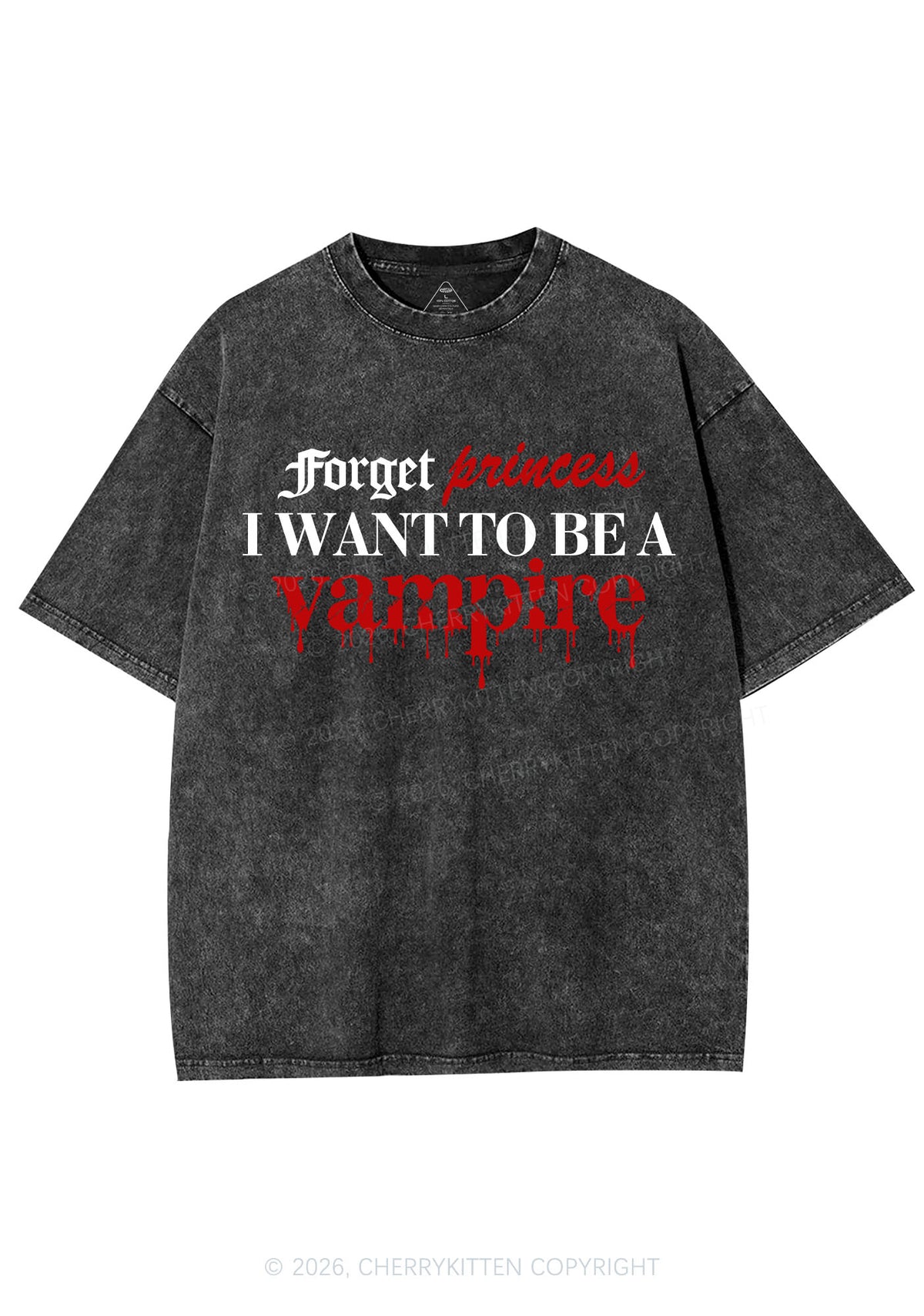 Halloween Want To Be Vampire Y2K Shirts Washed Tee Cherrykitten