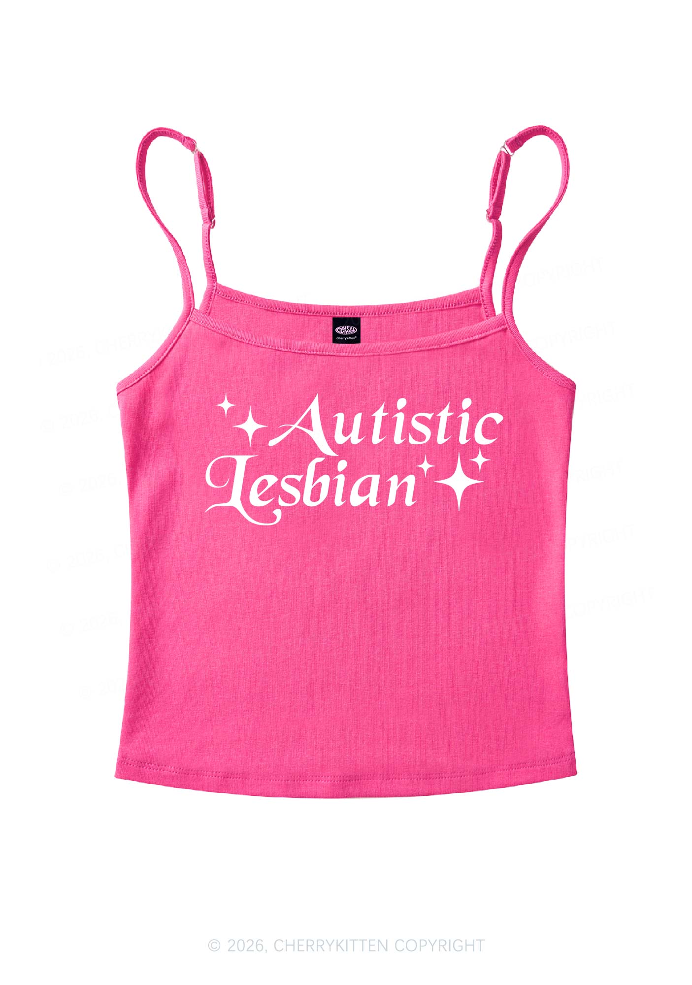 Autistic Lesbian Pride Y2K Spaghetti Strap Cami Cherrykitten