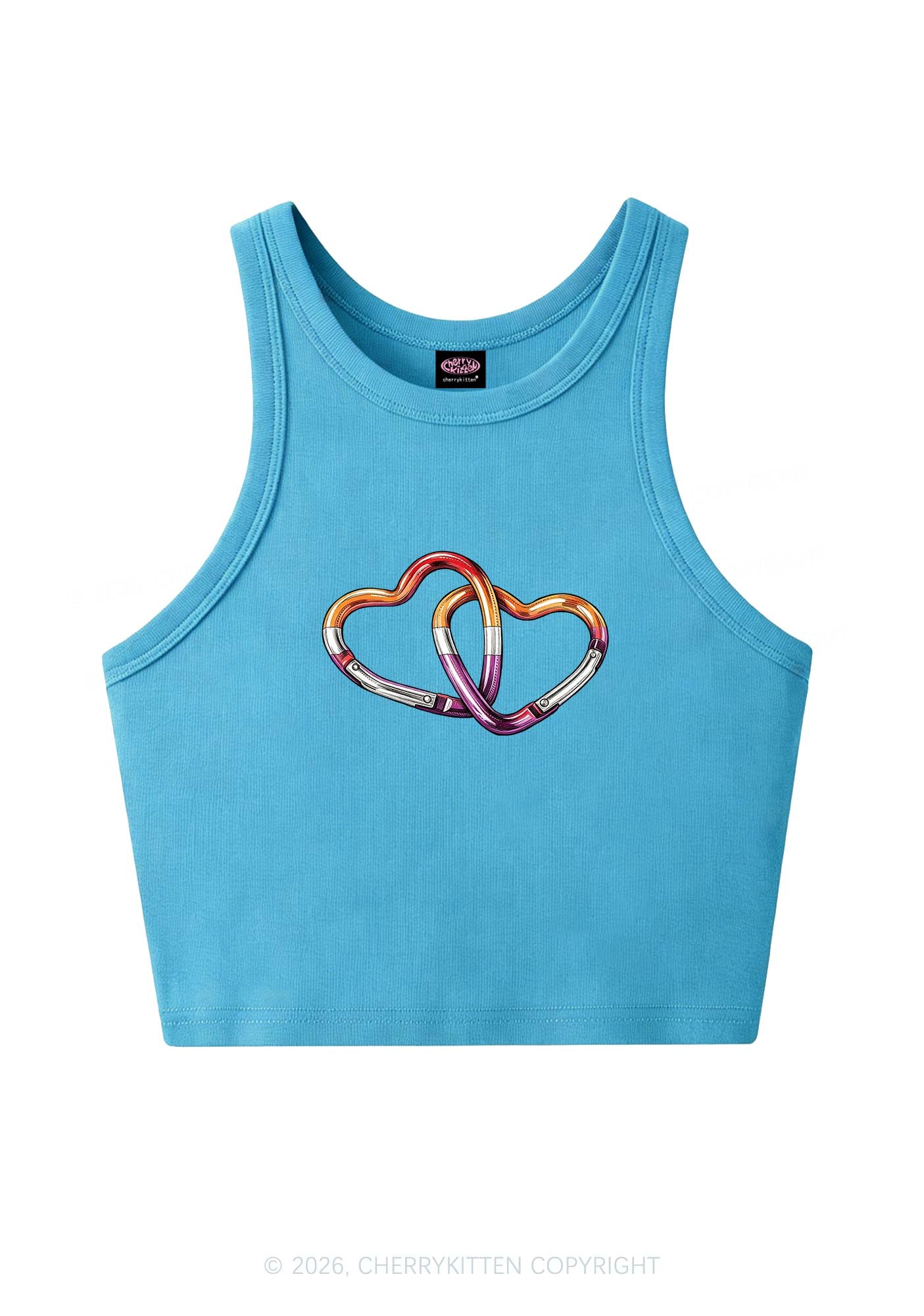 Carabiner Hearts Pride Y2K Crop Tank Top Cherrykitten