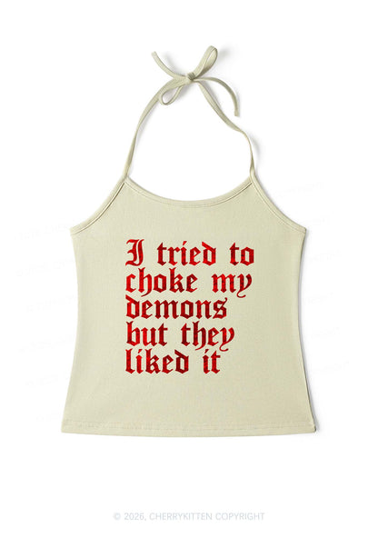Halloween Choke Demons They Liked Y2K Halter Neck Cami Cherrykitten