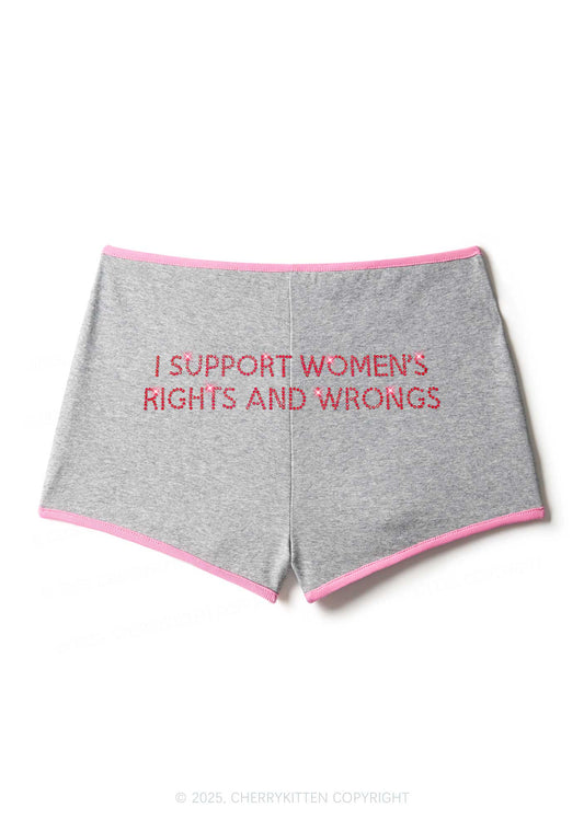 Rhinestone I Support Women Y2K Booty Shorts Cherrykitten