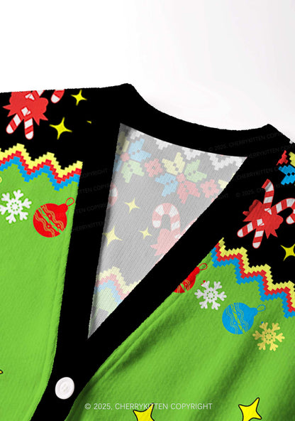 Overstimulated But Festive Y2K Christmas Cardigan Knit Sweatshirt Cherrykitten