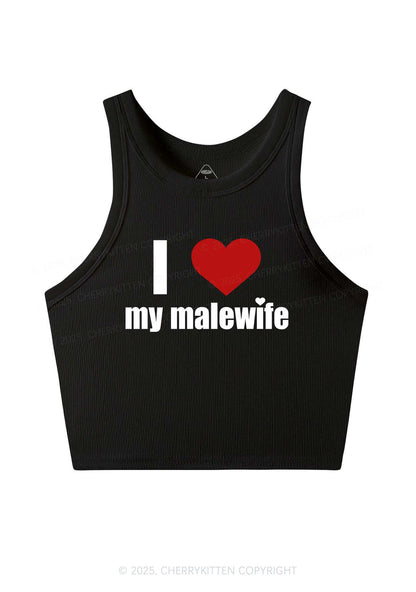 I Love My Malewife Pride Y2K Crop Tank Top Cherrykitten