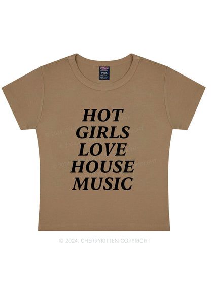 Girls Love House Music Y2K Baby Tee Cherrykitten