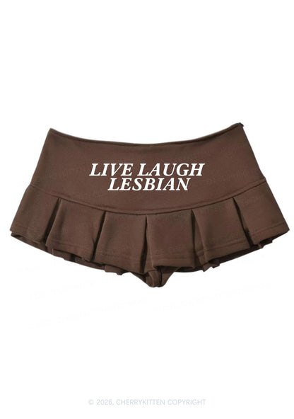 Live Laugh Lesbian Pride Y2K Mini Pleated Skirts Cherrykitten