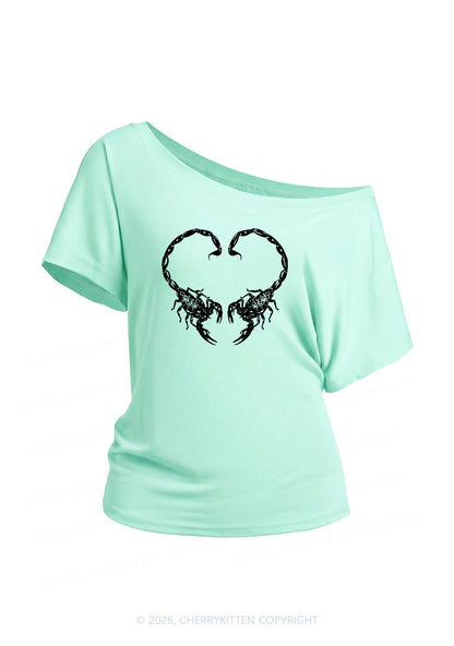 Skull Scorpion Heart Y2K Off Shoulder Tee Cherrykitten
