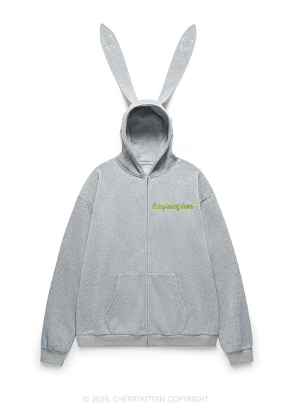 Rhinestone Ketamxxe Y2K Bunny Ear Zip Hoodie Cherrykitten