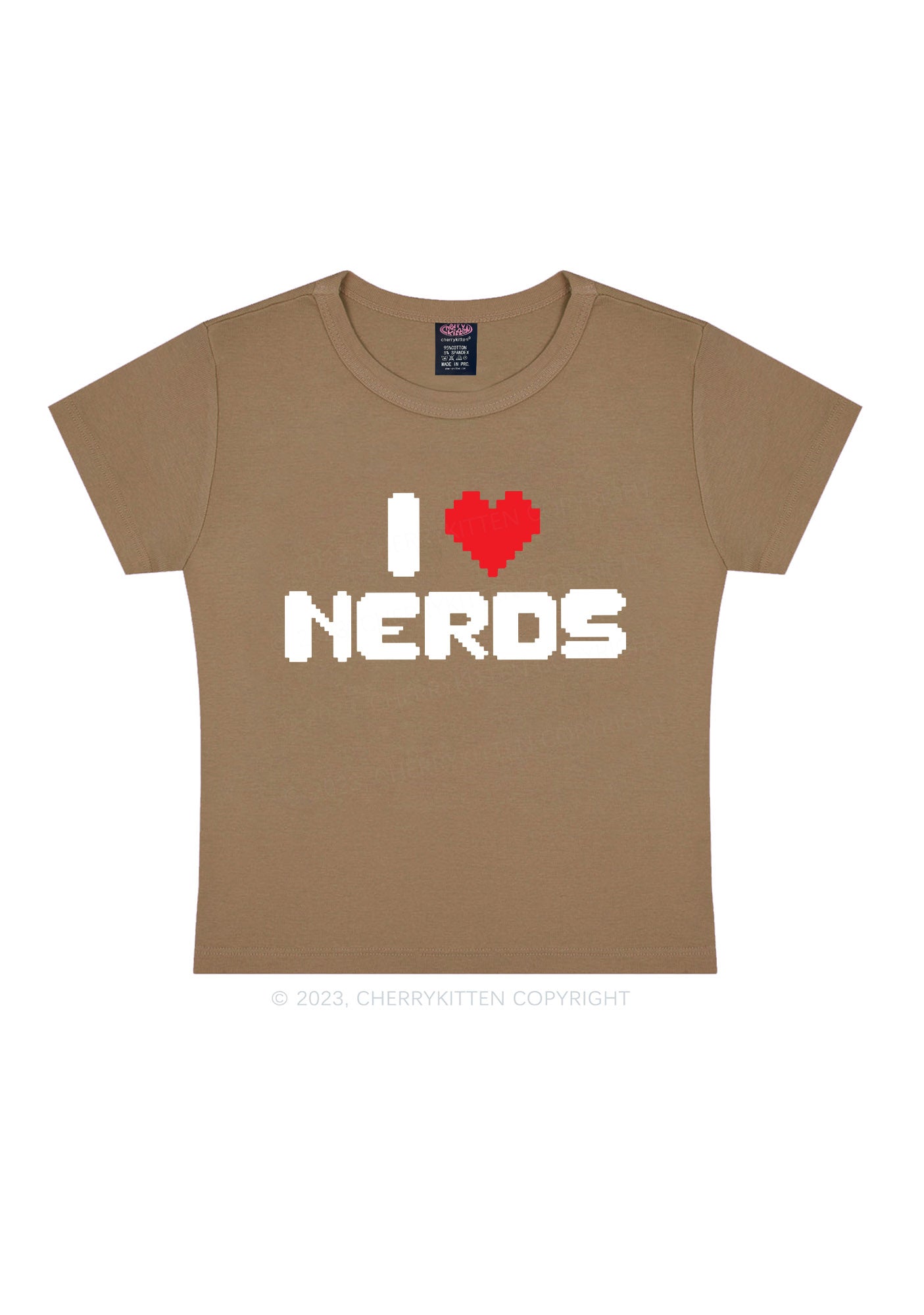 Pixel I Love Nerds Y2K Baby Tee Cherrykitten