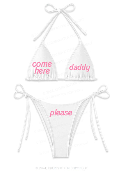 Come Here Daddy Y2K Halter Triangle Bikini Set Cherrykitten