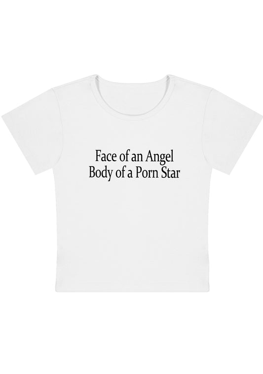 Face Of An Angel Body Of A Pxrn Star Y2K Baby Tee
