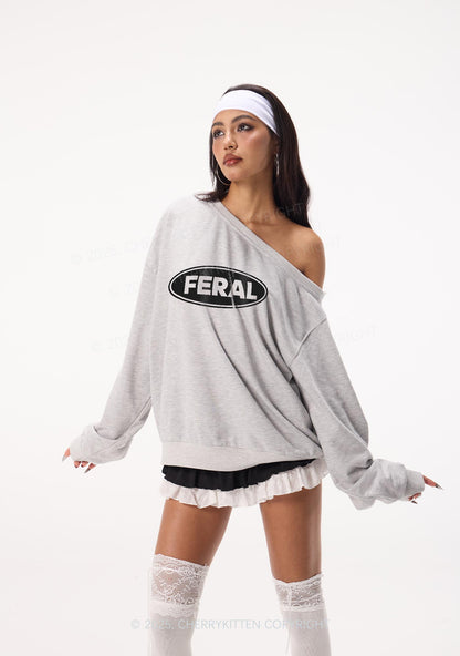 Feral Y2K Off Shoulder Sweatshirts Cherrykitten