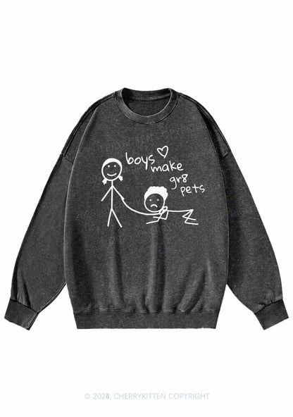 Boys Make Gr8 Pets Y2K Washed Sweatshirts Cherrykitten