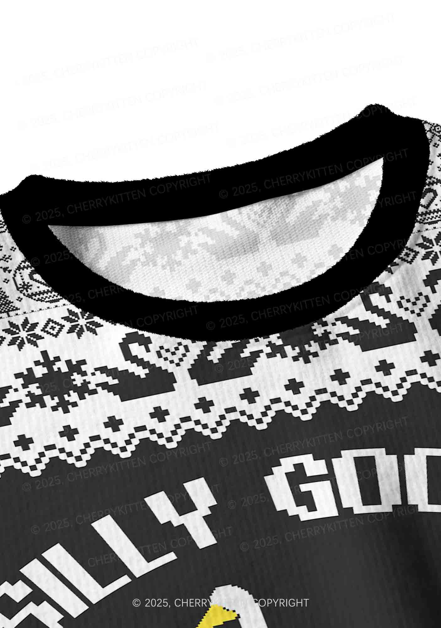 Silly Goose University Y2K Christmas Crop Knit Sweatshirt Cherrykitten