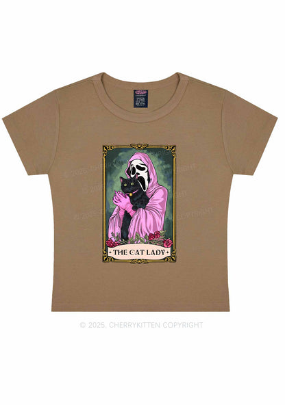 Halloween The Skull Cat Lady Y2K Baby Tee Cherrykitten