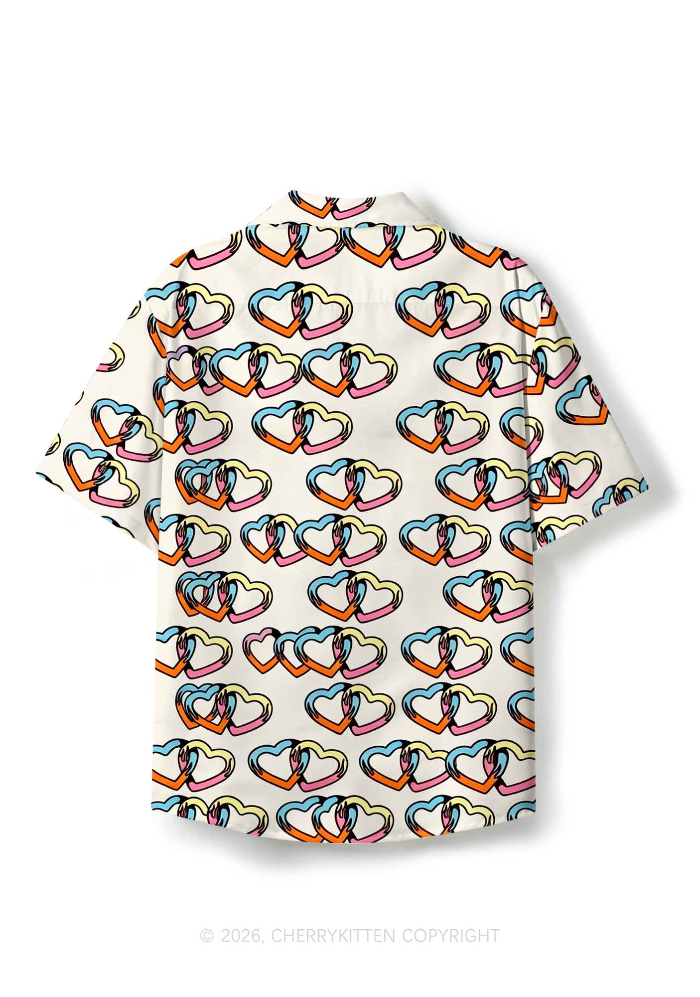 Linked Hearts Pride Y2K Print Hawaiian Shirt Cherrykitten