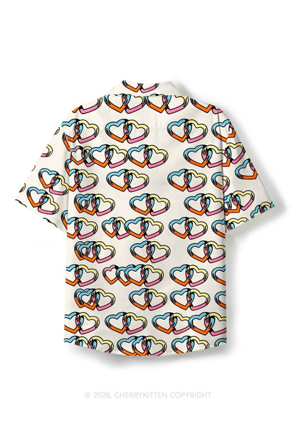 Linked Hearts Pride Y2K Print Hawaiian Shirt Cherrykitten