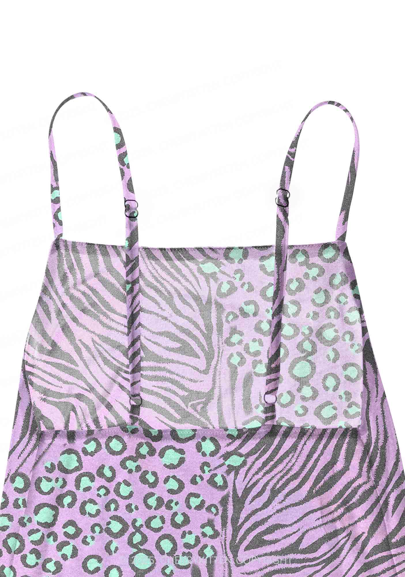 Lavender Zebra Y2K Mesh Slip Dress Cherrykitten