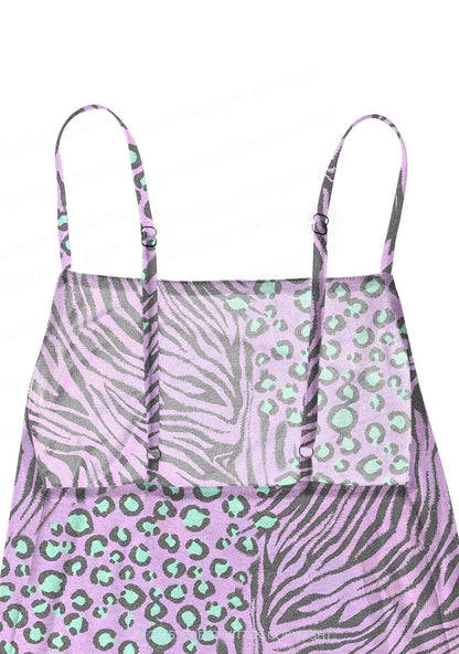 Lavender Zebra Y2K Mesh Slip Dress Cherrykitten