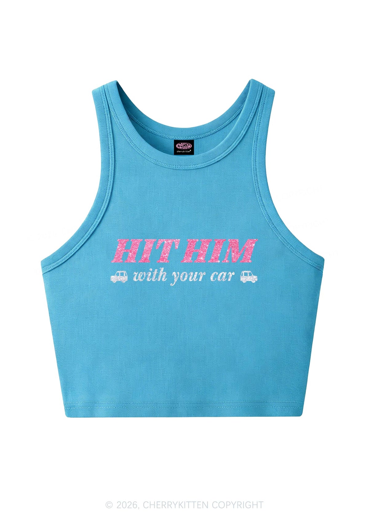 Glitter Hit Him Y2K Crop Tank Top Cherrykitten