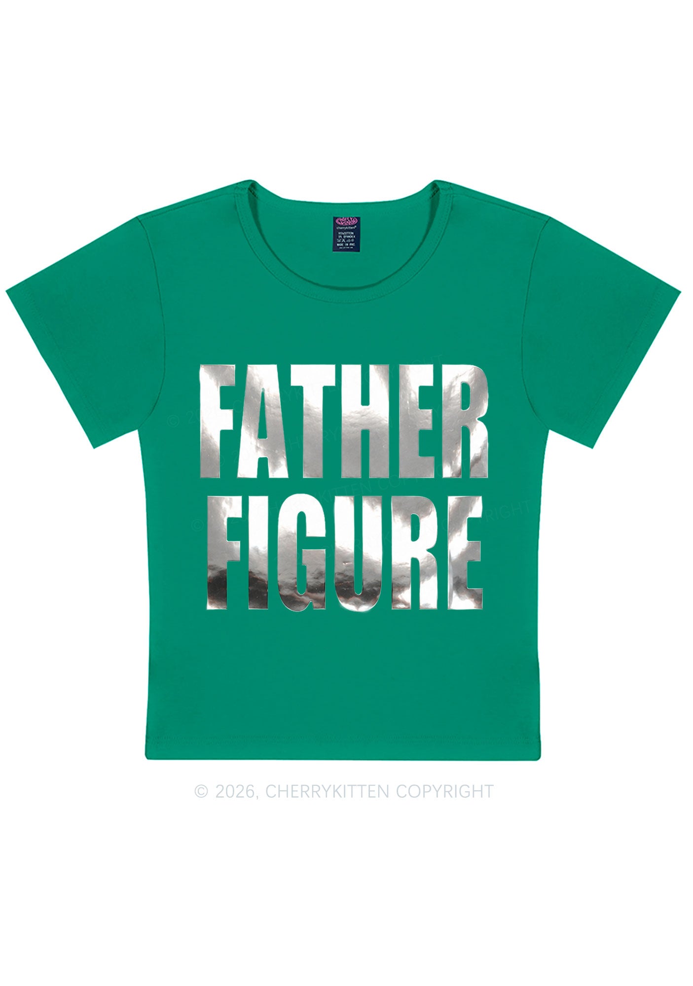 Father Figure Silver Foil Printed Y2K Baby Tee Cherrykitten