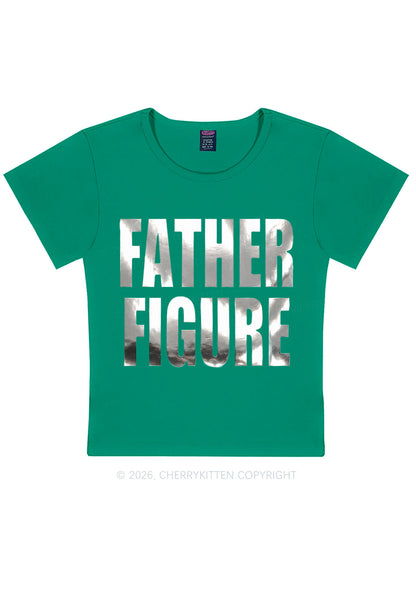 Father Figure Silver Foil Printed Y2K Baby Tee Cherrykitten