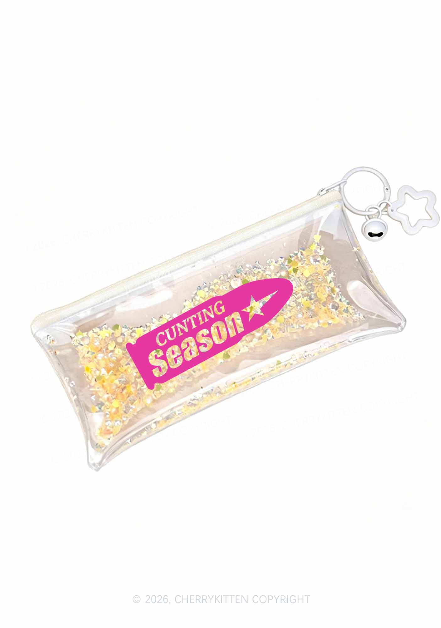 Cunting Season Y2K Quicksand Transparent Pencil Pouch Cherrykitten