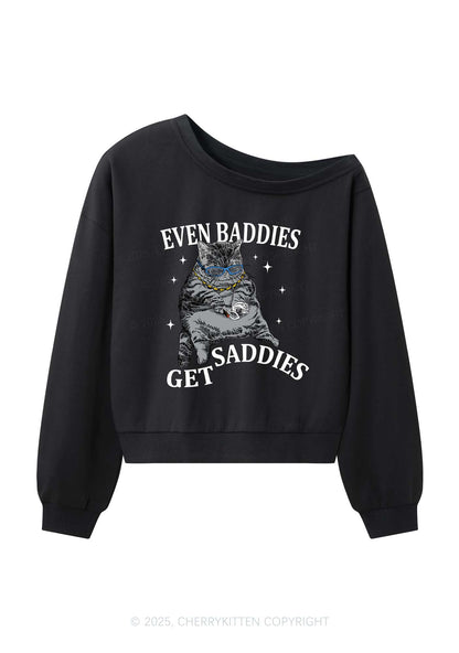 Even Baddies Get Saddies Y2K Off Shoulder Sweatshirts Cherrykitten