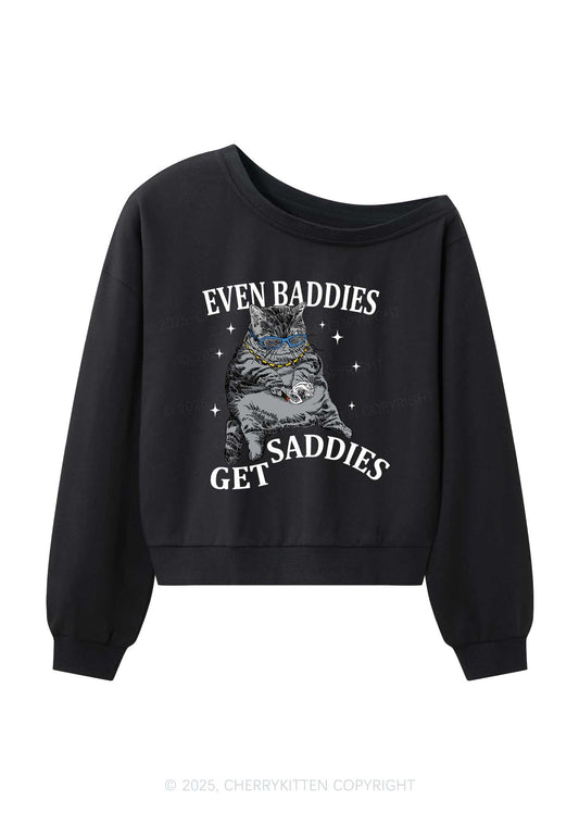 Even Baddies Get Saddies Y2K Off Shoulder Sweatshirts Cherrykitten