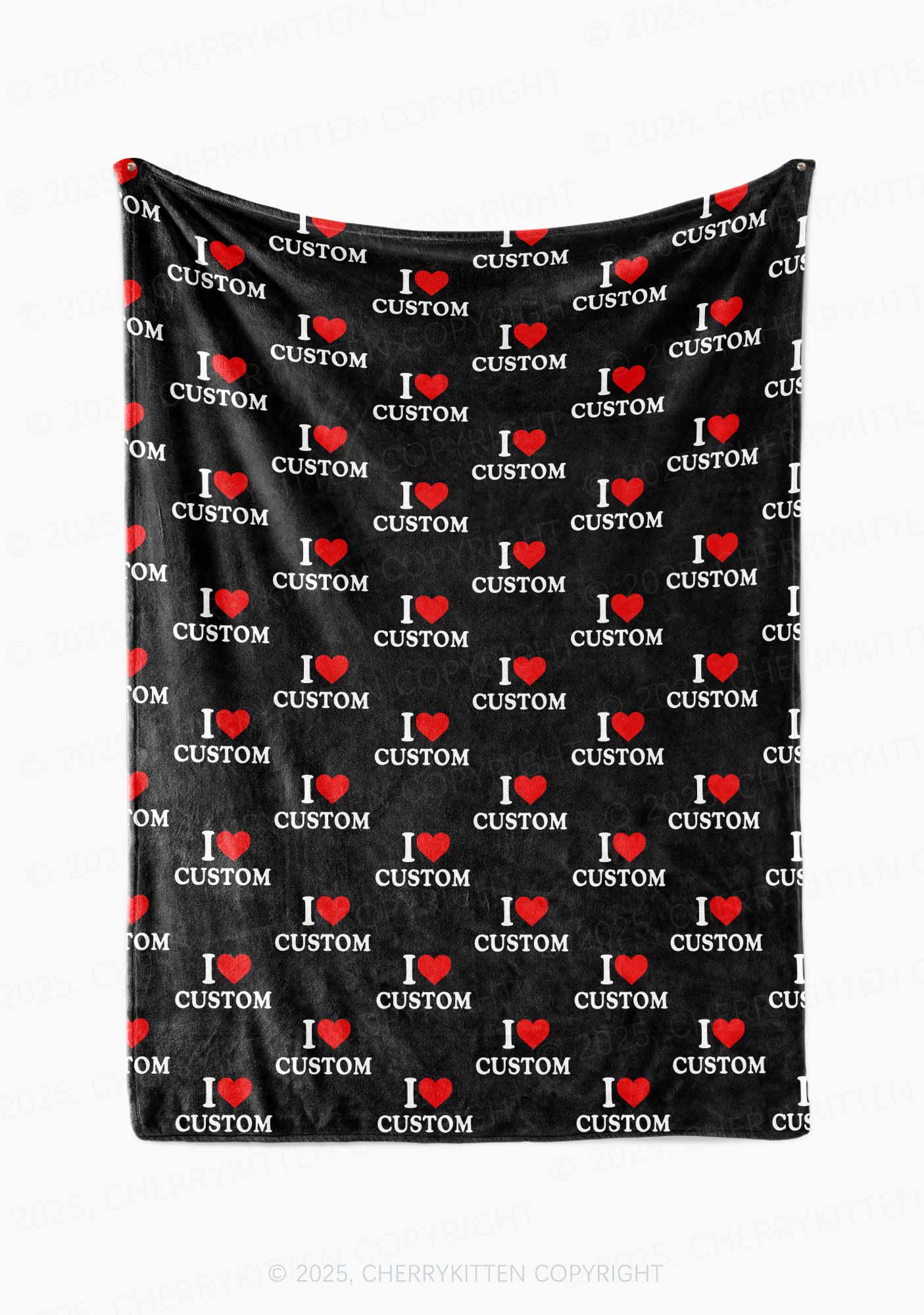 I Love Custom Valentine's Day Y2K Plush Blanket Cherrykitten