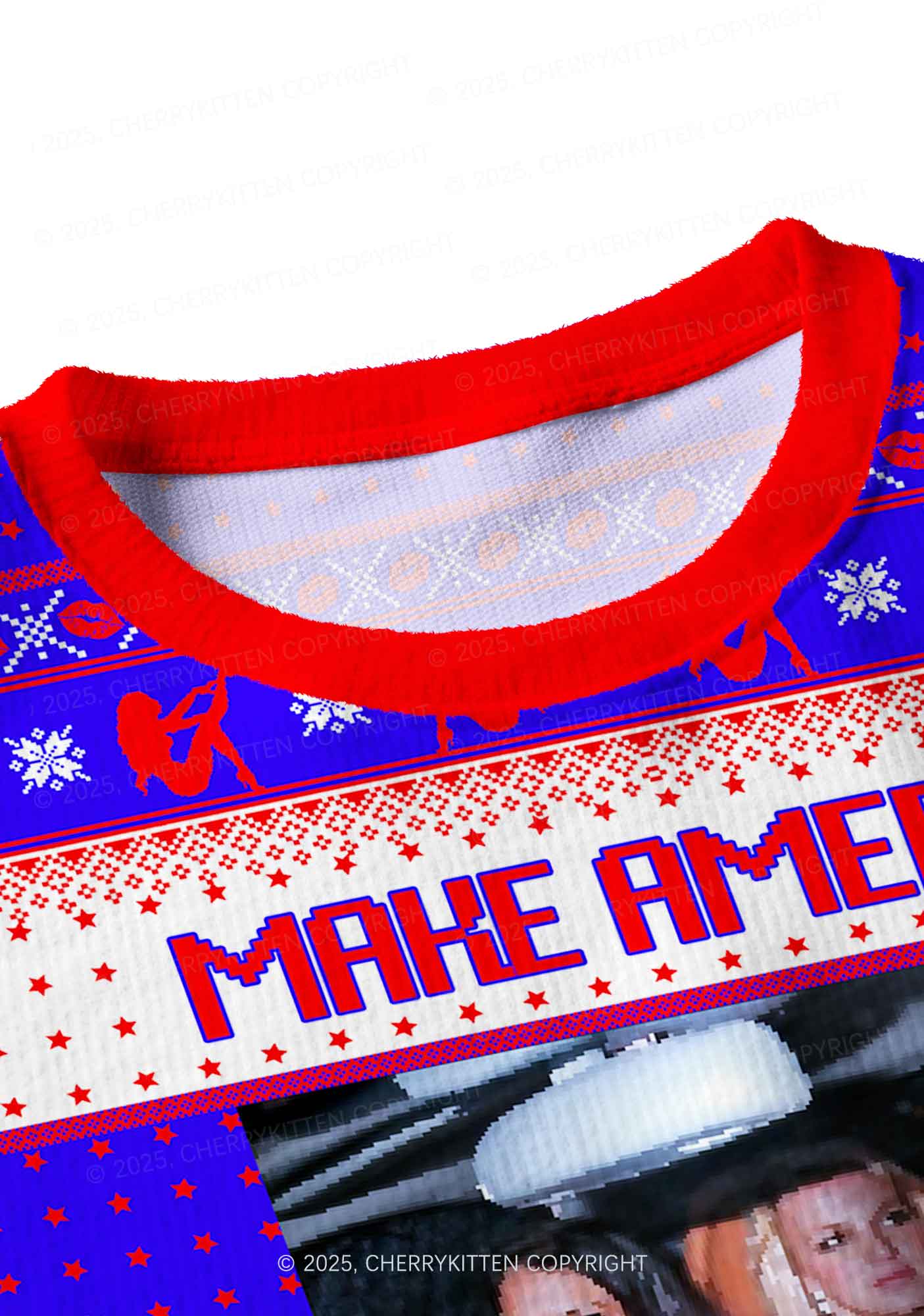 Make America Great Again Y2K Christmas Crop Knit Sweatshirt Cherrykitten