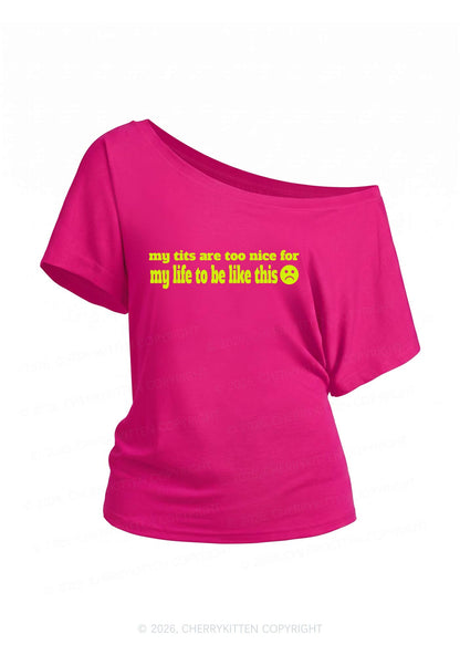 My Txts Are Too Nice Y2K Off Shoulder Tee Cherrykitten