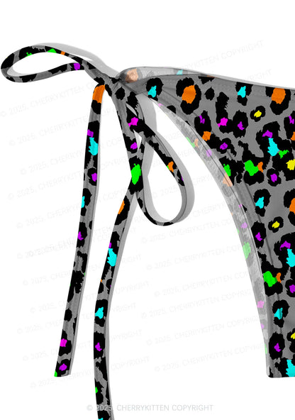 Color Leopard Y2K Print Bikini Set Cherrykitten