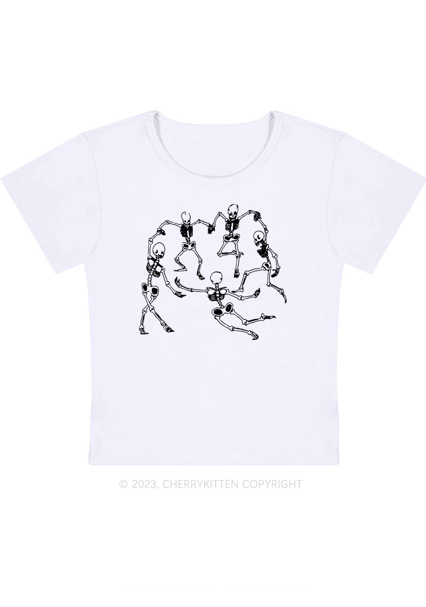 Dancing Skeletons Halloween Baby Tee Cherrykitten