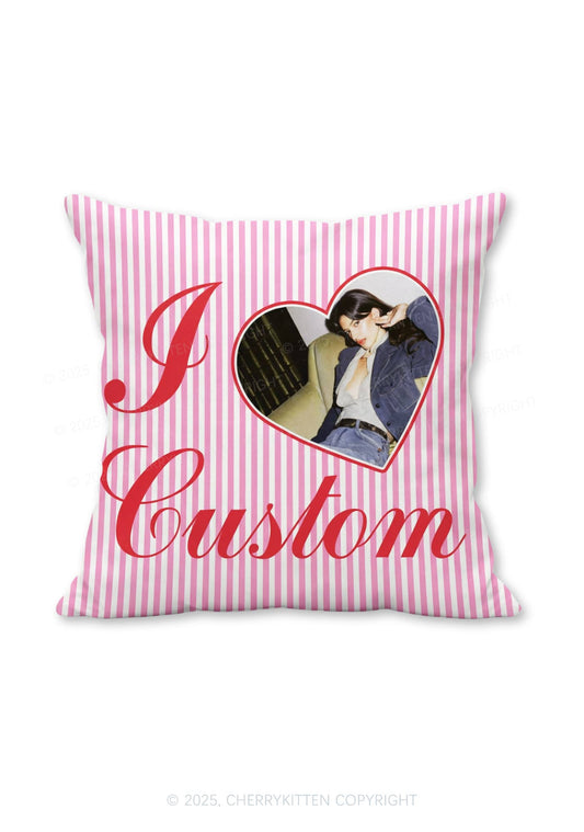 I Love Custom Photo Valentine's Day Y2K Ugly Pillow Cherrykitten