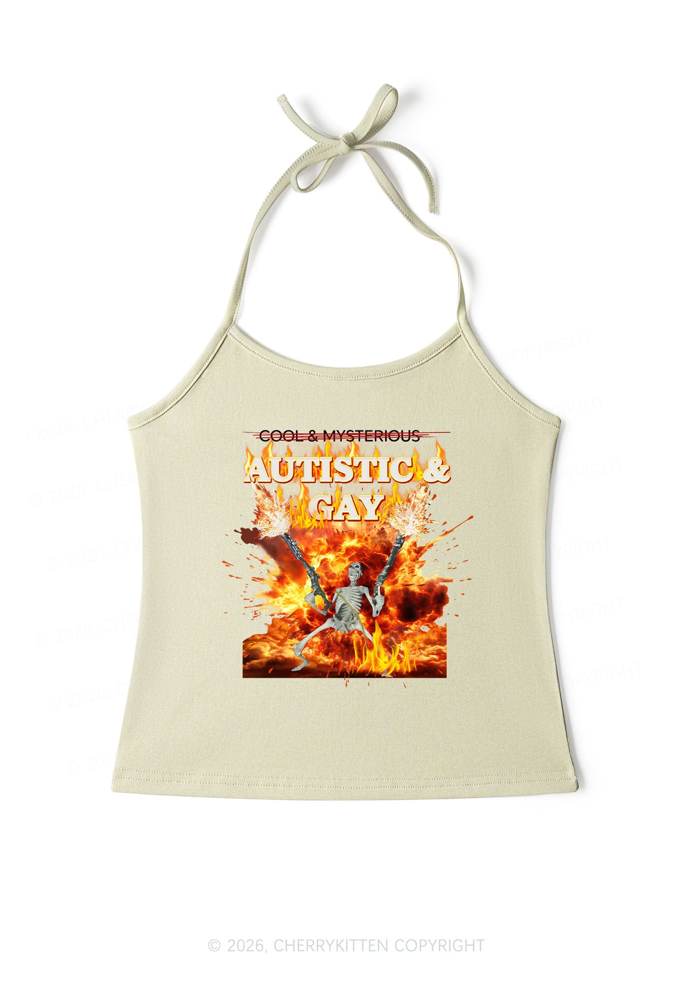 Autistic Gay Skeleton Pride Y2K Halter Neck Cami Cherrykitten