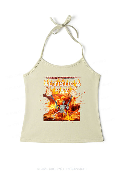 Autistic Gay Skeleton Pride Y2K Halter Neck Cami Cherrykitten