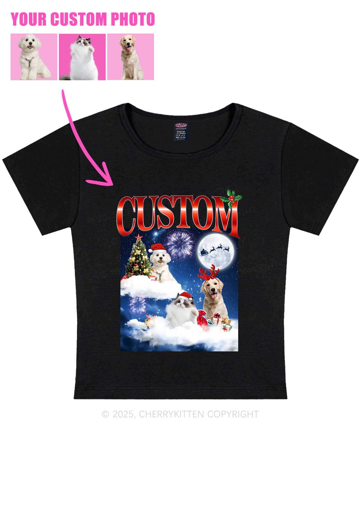 Custom Christmas Pet Y2K Baby Tee Cherrykitten