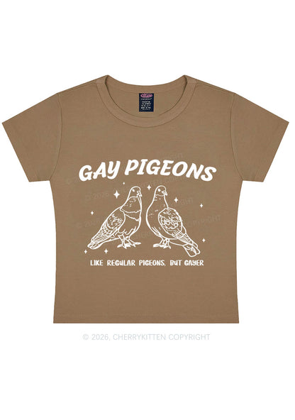 Gay Pigeons Pride Y2K Baby Tee Cherrykitten