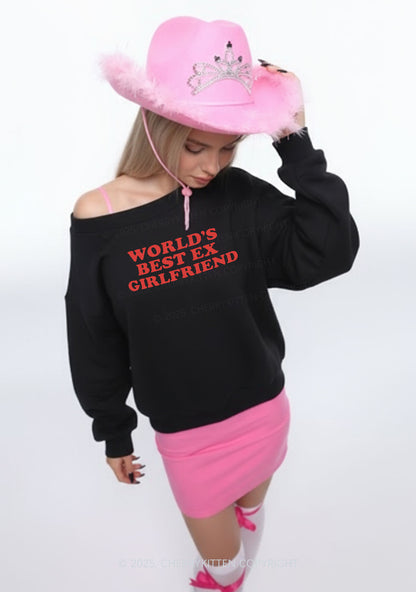 Best Ex Girlfriend Y2K Off Shoulder Sweatshirts Cherrykitten