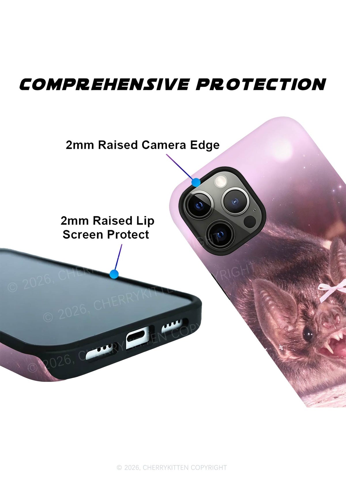 Halloween Pink Bow Bat Y2K Phone Case Cherrykitten