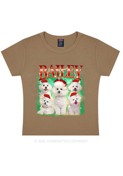 Custom Christmas Puppy Y2K Baby Tee Cherrykitten