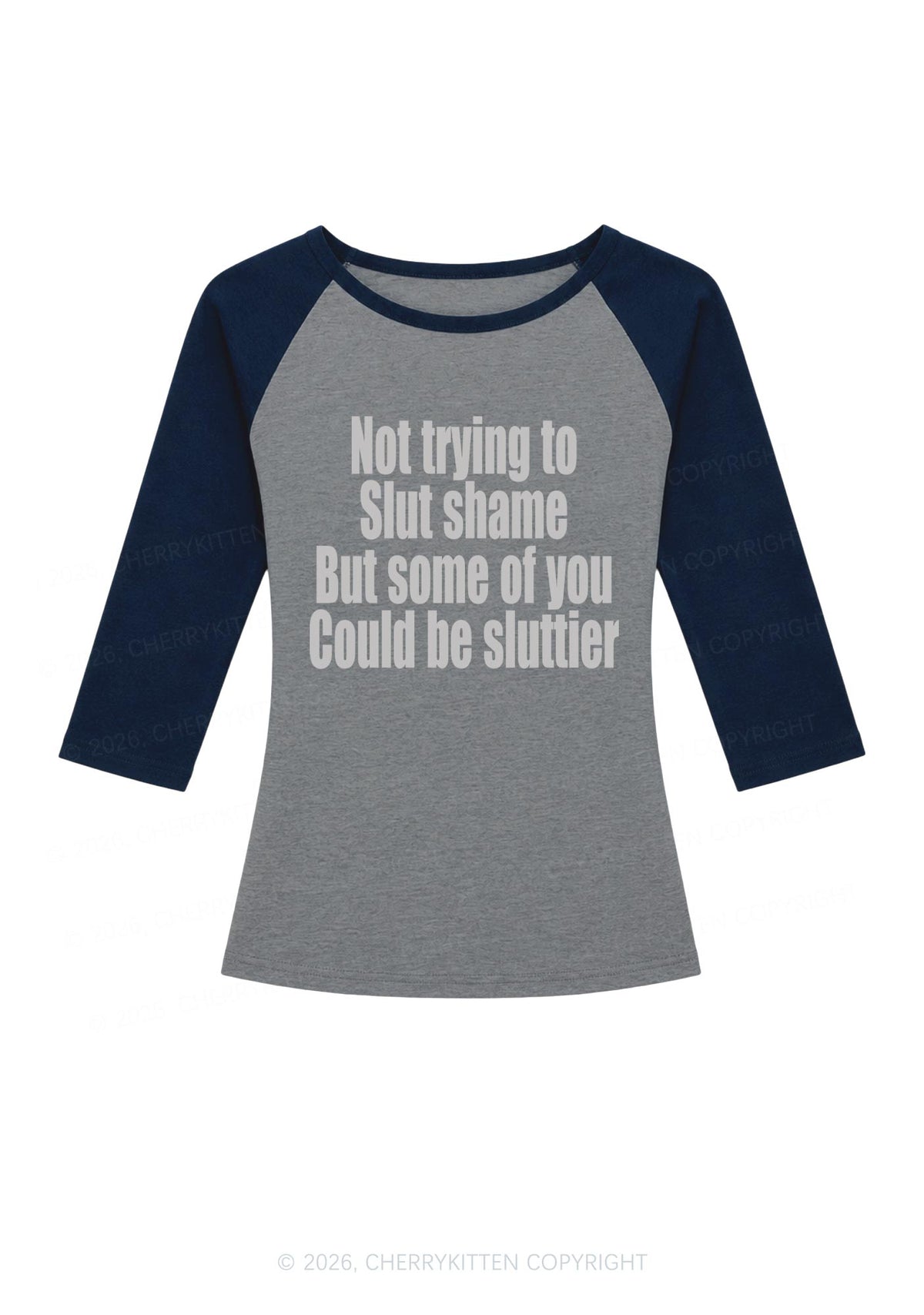 Not Trying To Slxt Shame Y2K Raglan Sleeve Crop Top Cherrykitten