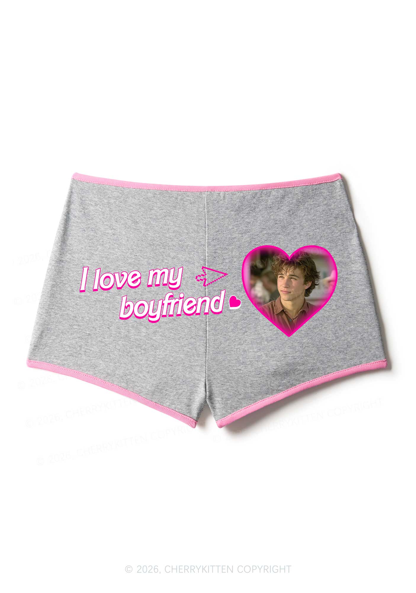 Custom I Love My GF BF Valentine's Day Y2K Booty Shorts Cherrykitten
